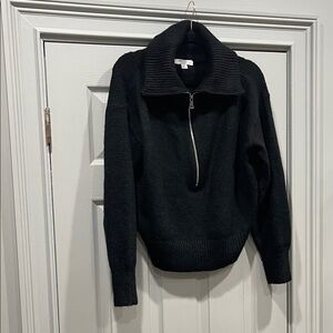 Ann Taylor Black 3/4 Zip Sweater